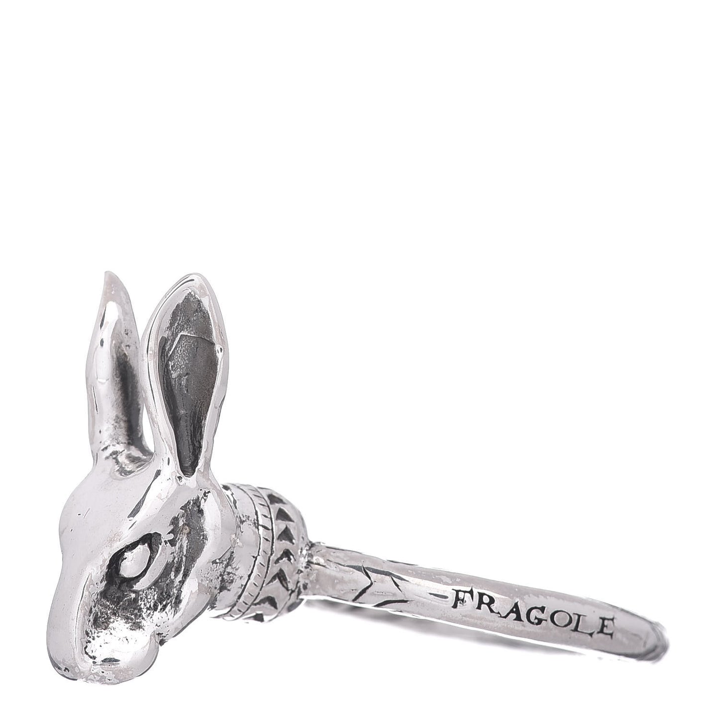 Sterling Silver Anger Forest Rabbit Head Ring 57 8