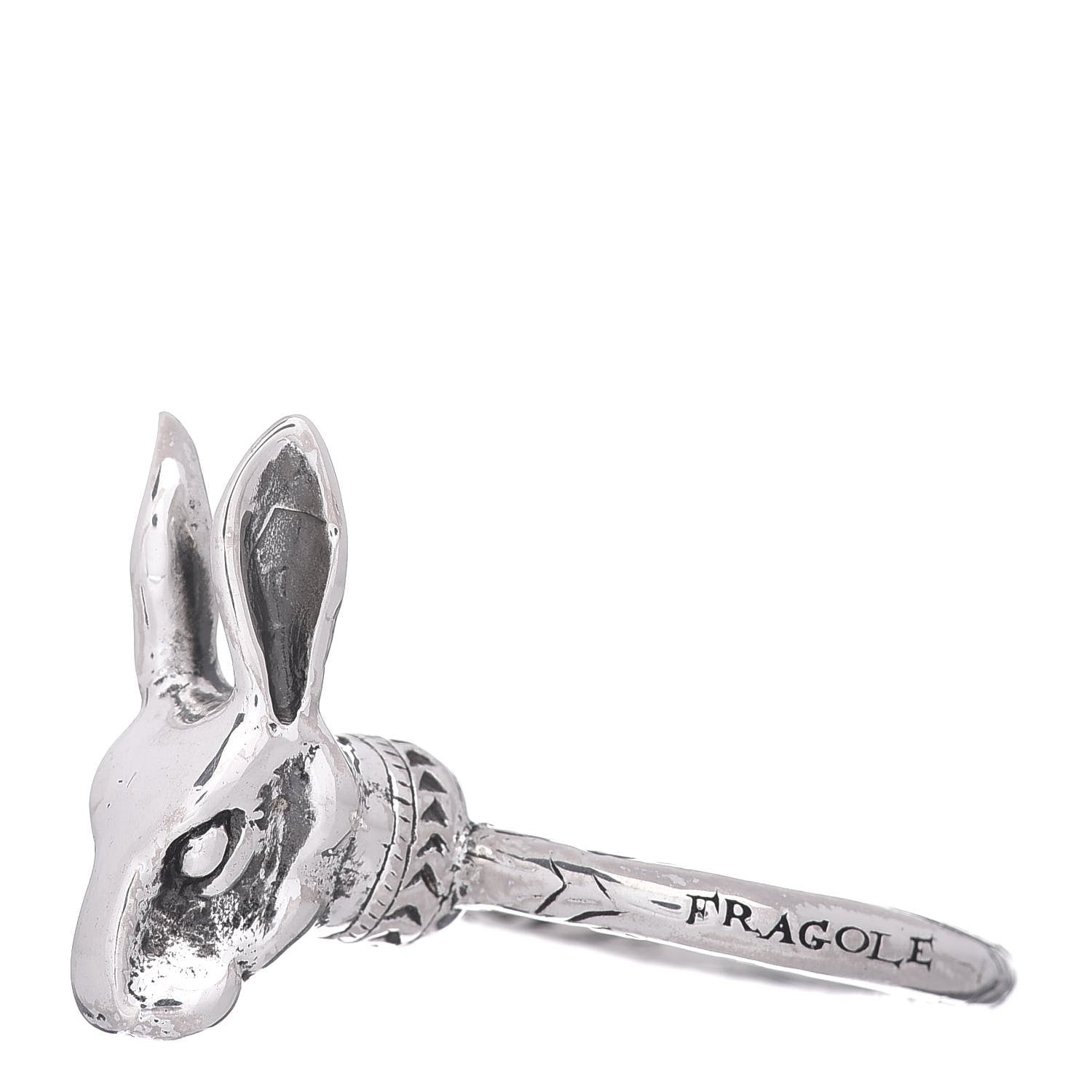 Gucci Sterling Silver Anger Forest Rabbit Head Ring 57 8 4 of 6