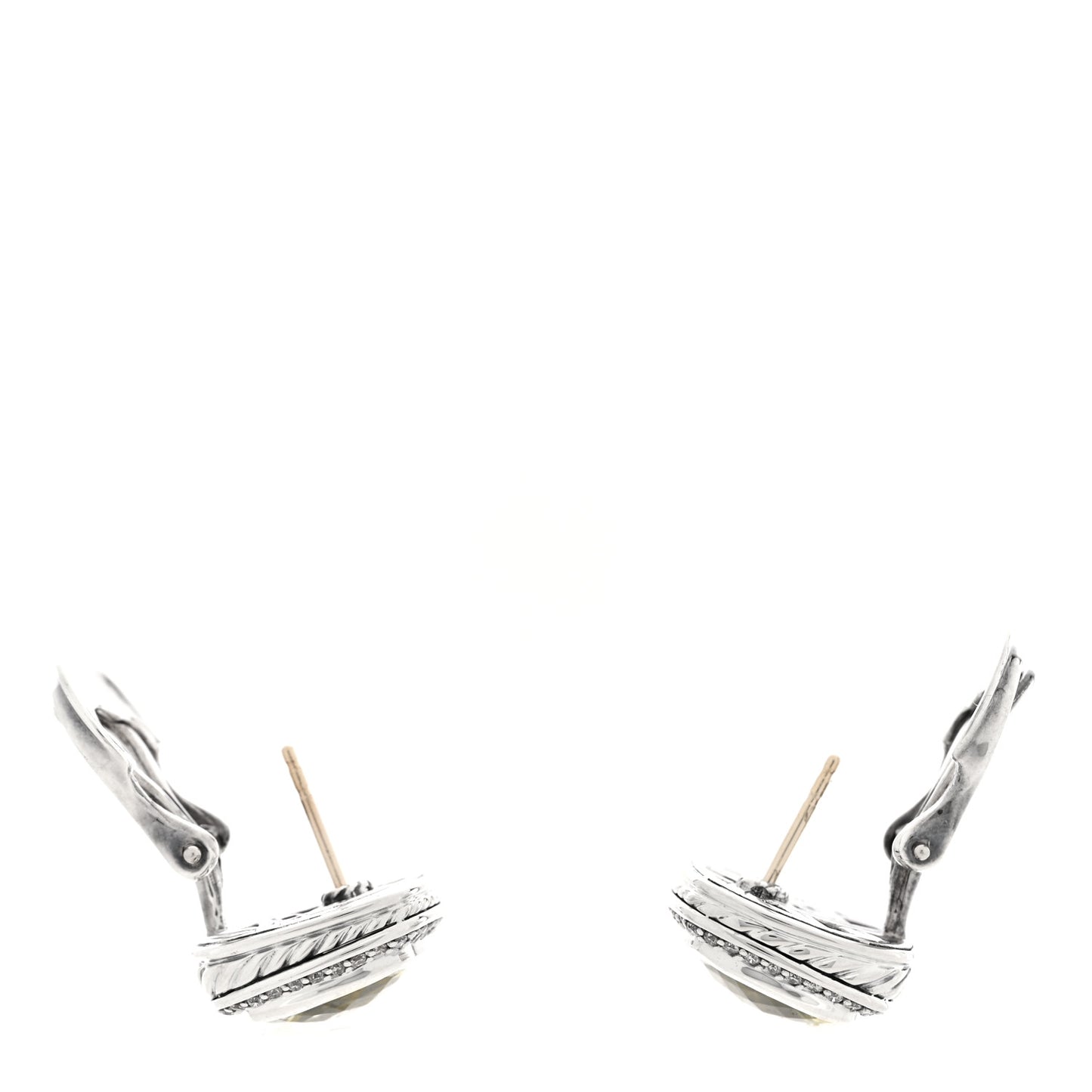Sterling Silver Diamond Lemon Quartz 11mm Albion Earrings