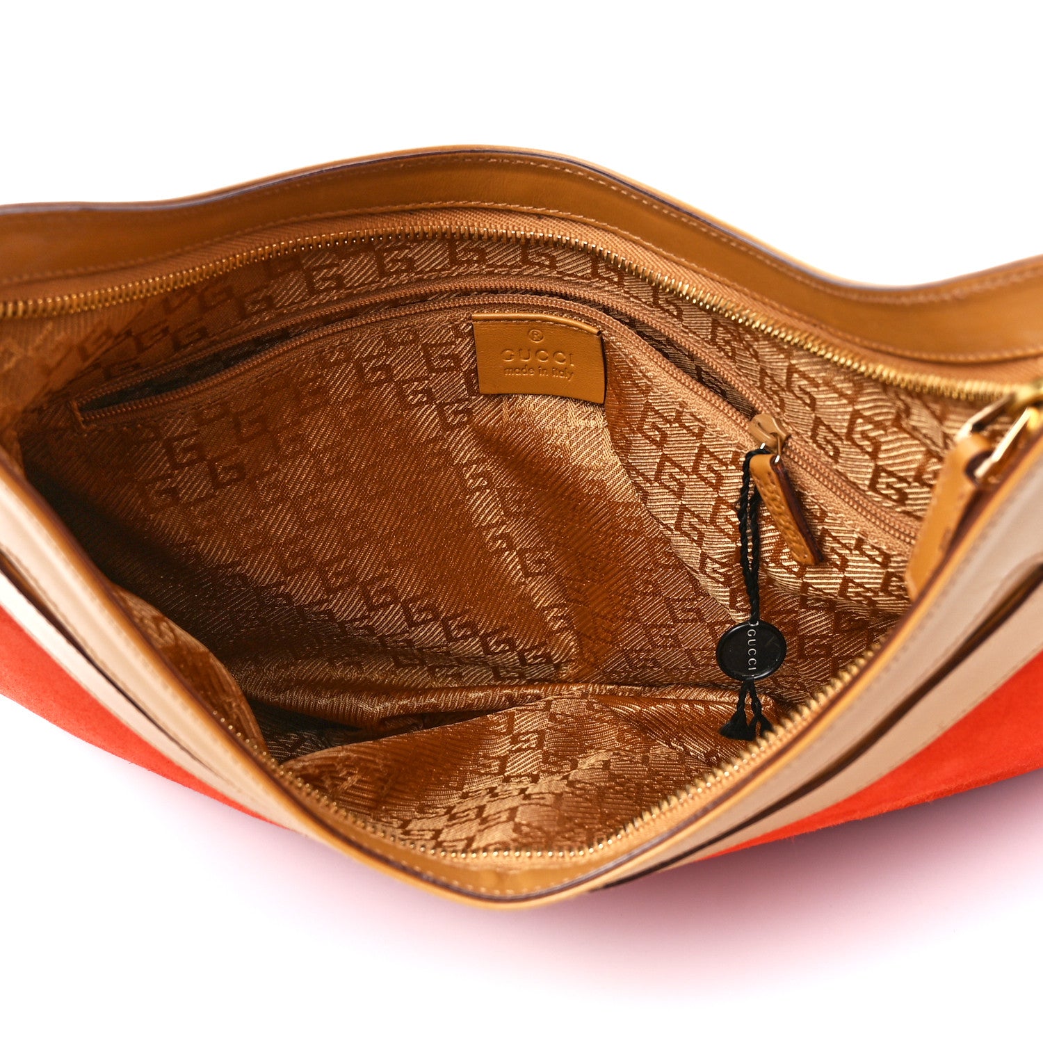 Gucci Suede Calfskin Bamboo Handle Jackie O Hobo Orange 5 of 13
