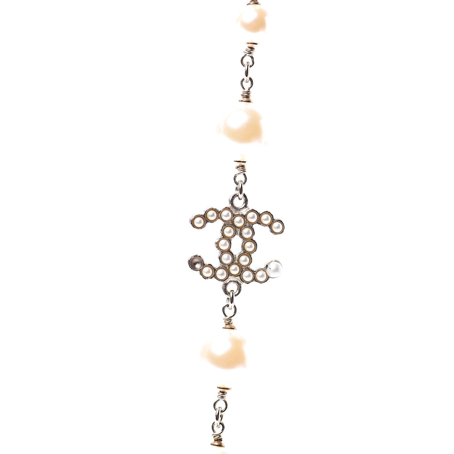 Graduated Pearl CC Long Necklace Gold