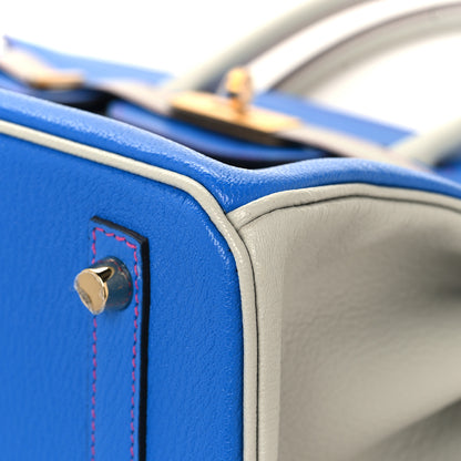 Hermes Chevre Mysore Horseshoe Birkin 30 Bleu Hydra Gris Perle Rose Shocking 10 of 13