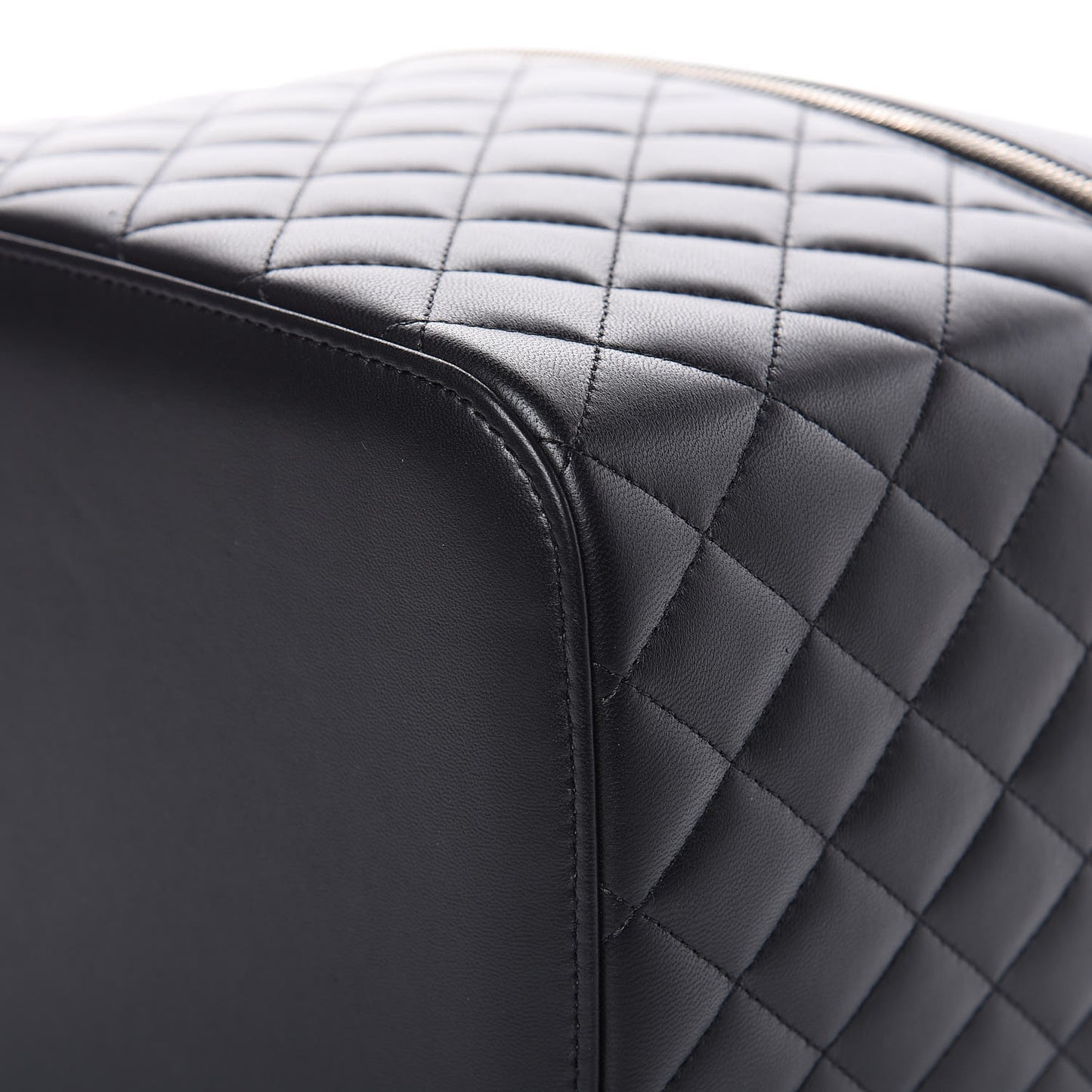 Lambskin Quilted Small Vanity Pouch Black