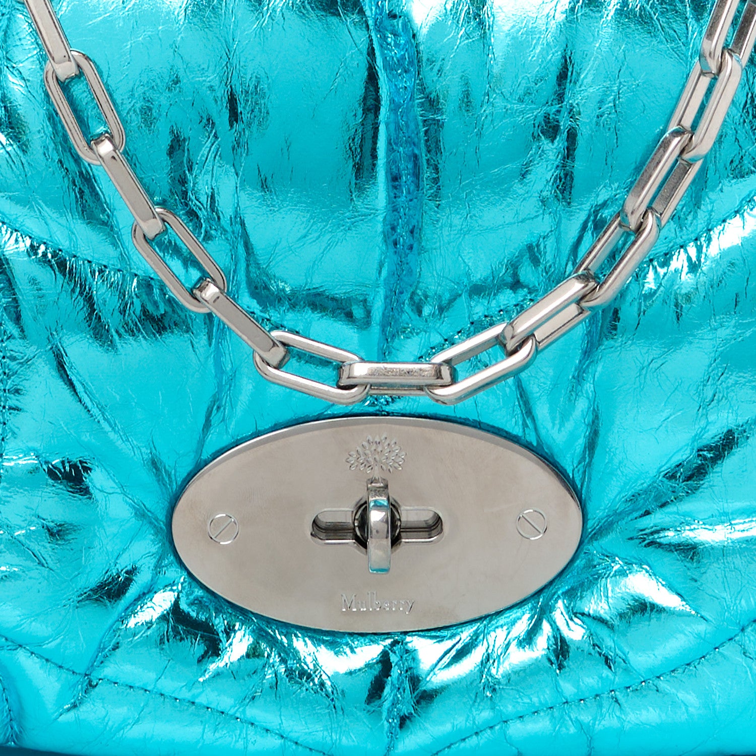 Mulberry Metallic Crinkled Nappa Pillow Quilted Little Softie Bag Portobello Blue 8 of 10