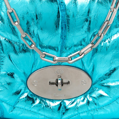 Mulberry Metallic Crinkled Nappa Pillow Quilted Little Softie Bag Portobello Blue 8 of 10