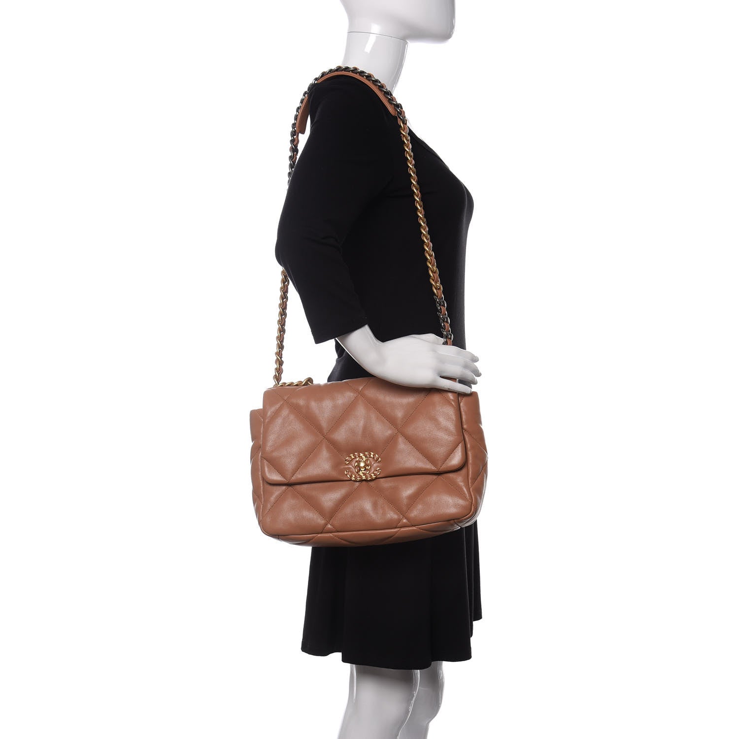 Chanel Lambskin Quilted Large Chanel 19 Flap Brown 2 of 10