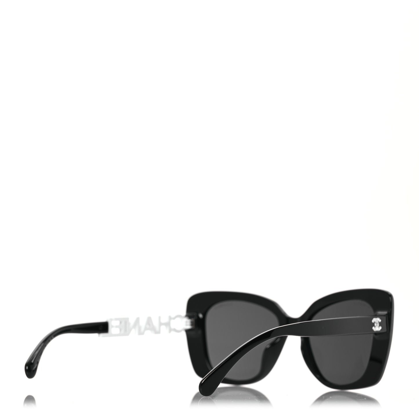 Acetate Strass Square Sunglasses 5422-B-A Black White