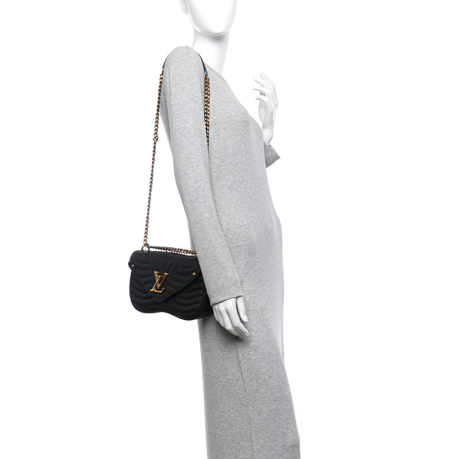 Louis Vuitton Calfskin New Wave Chain MM Black 2 of 11