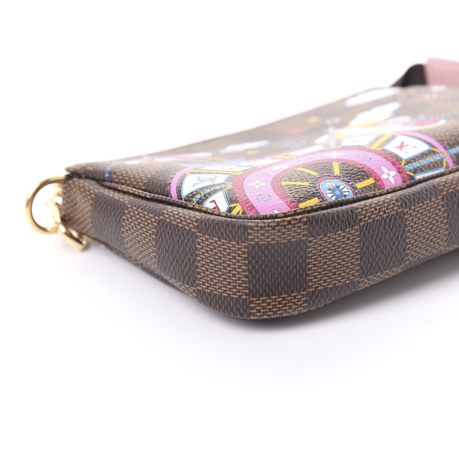 Louis Vuitton Damier Ebene 2020 Christmas Animation Big Wheel Mini Pochette Accessories Rose Ballerine 6 of 11