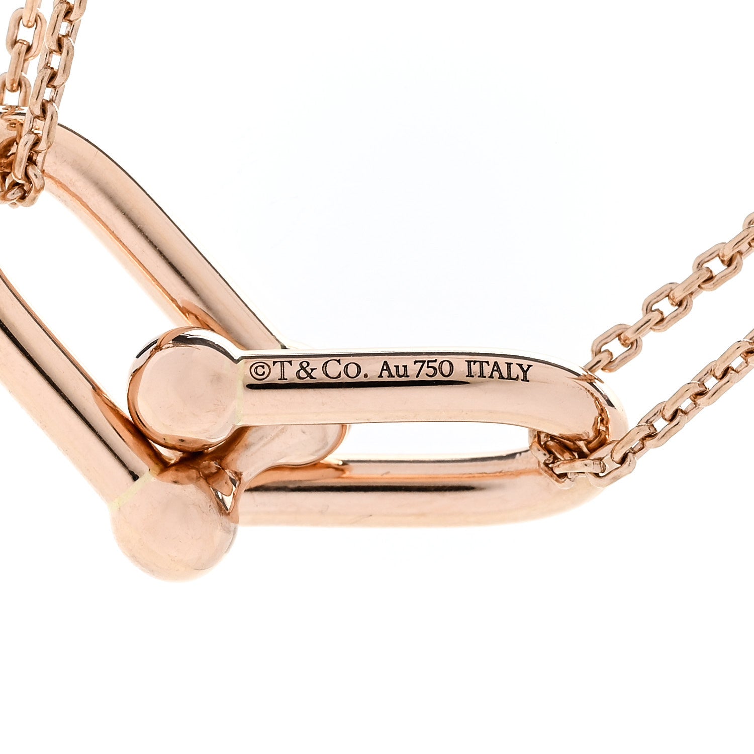 Tiffany 18K Rose Gold HardWear Double Link Pendant Necklace 6 of 7