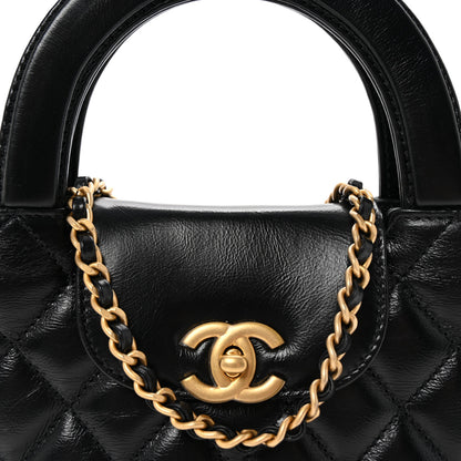 Chanel Shiny Aged Calfskin Quilted Nano Kelly Shopper Black 8 of 10