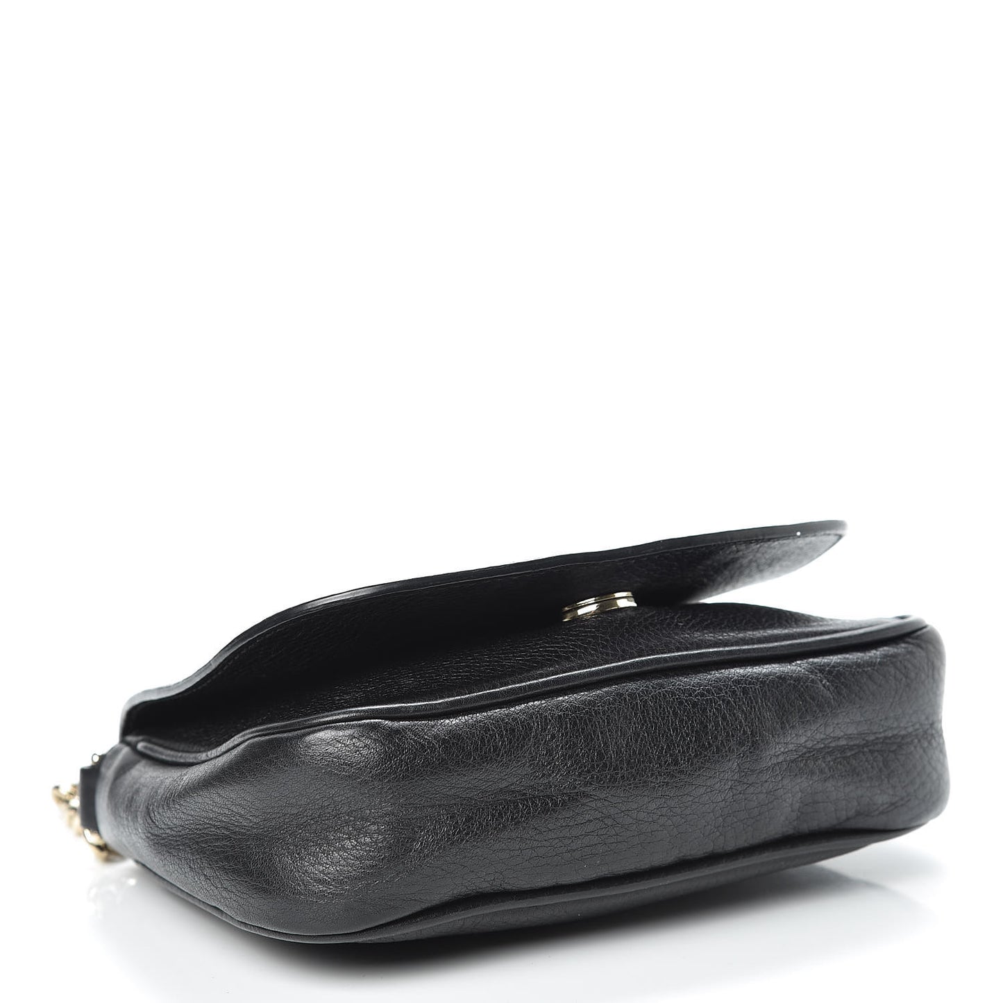 Pebbled Calfskin Small Soho Flap Crossbody Black