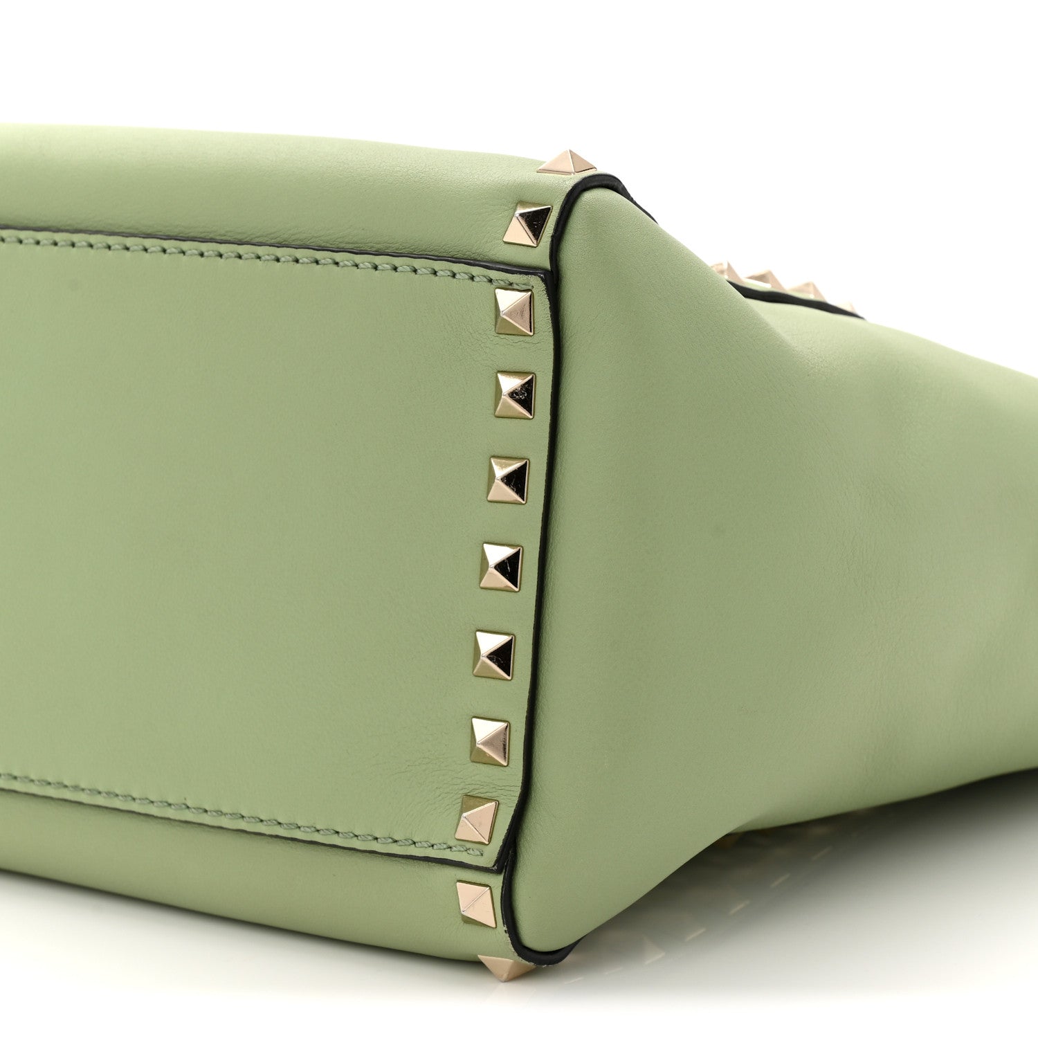 Valentino Garavani Vitello Rockstud Double Handle Tote Green Tea Sorbet 9 of 10