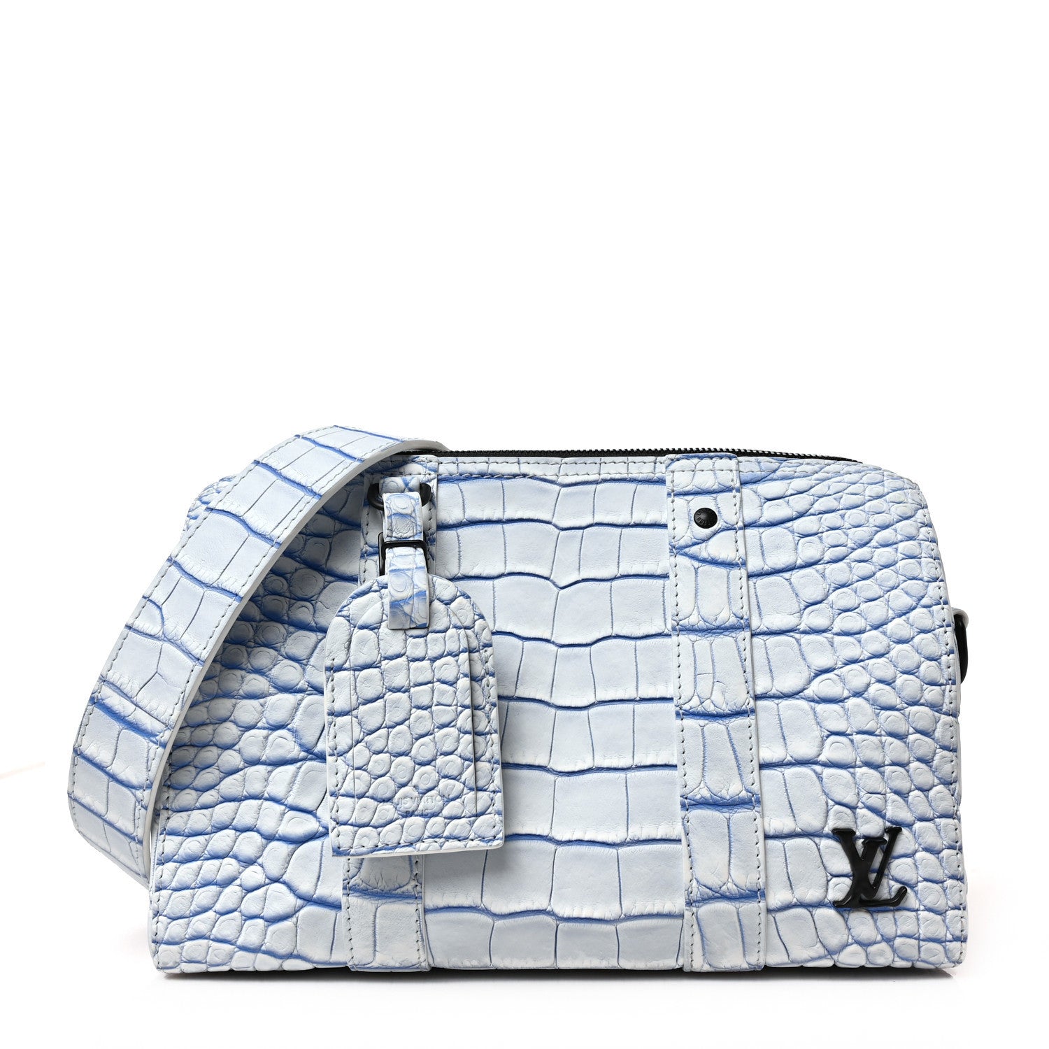 Louis Vuitton Crocodile Niloticus City Keepall Mat Meringue White Blue 1 of 8