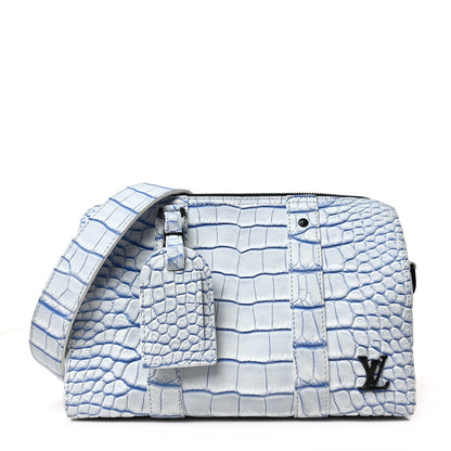 Louis Vuitton Crocodile Niloticus City Keepall Mat Meringue White Blue 1 of 8