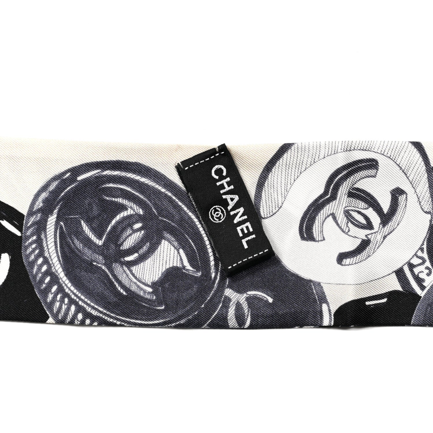 Chanel Silk CC Slim Bandeau Ecru Black 3 of 3