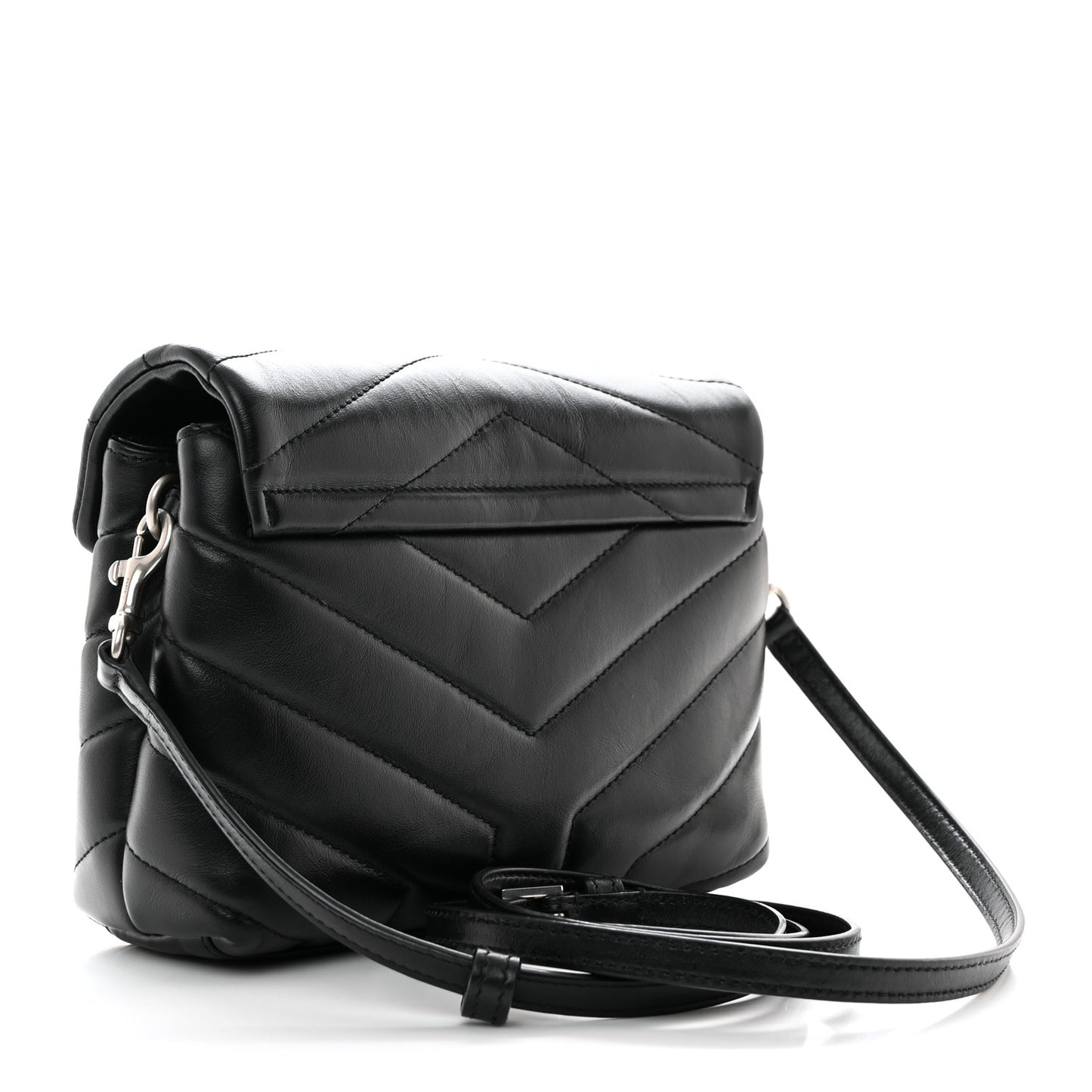 Calfskin Y Quilted Monogram Toy Loulou Crossbody Bag Black