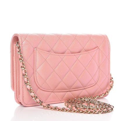 Chanel Iridescent Caviar Quilted Wallet on Chain WOC Rose Pink 3 of 11