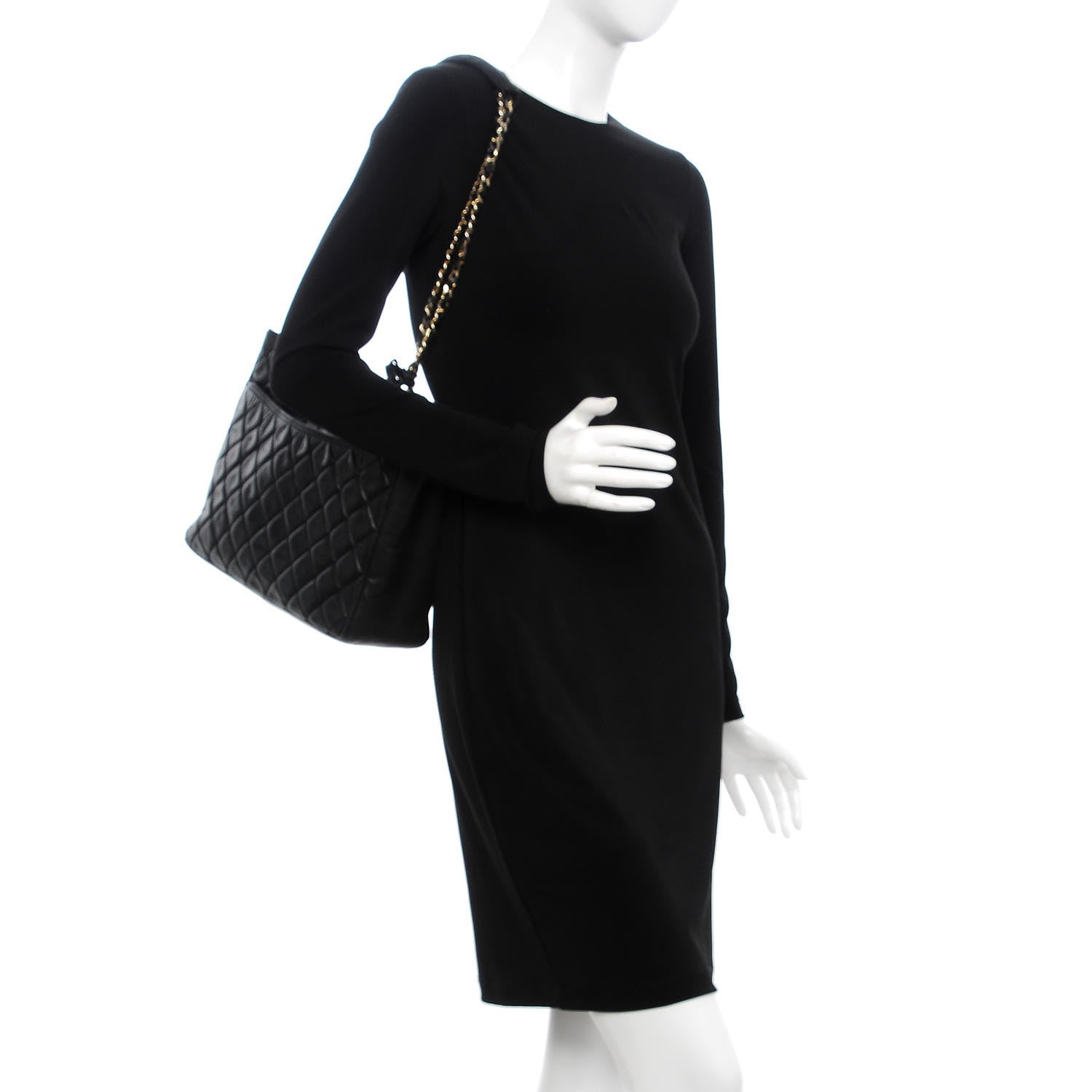 Chanel Lambskin Quilted Shopper Tote Black 2 of 16