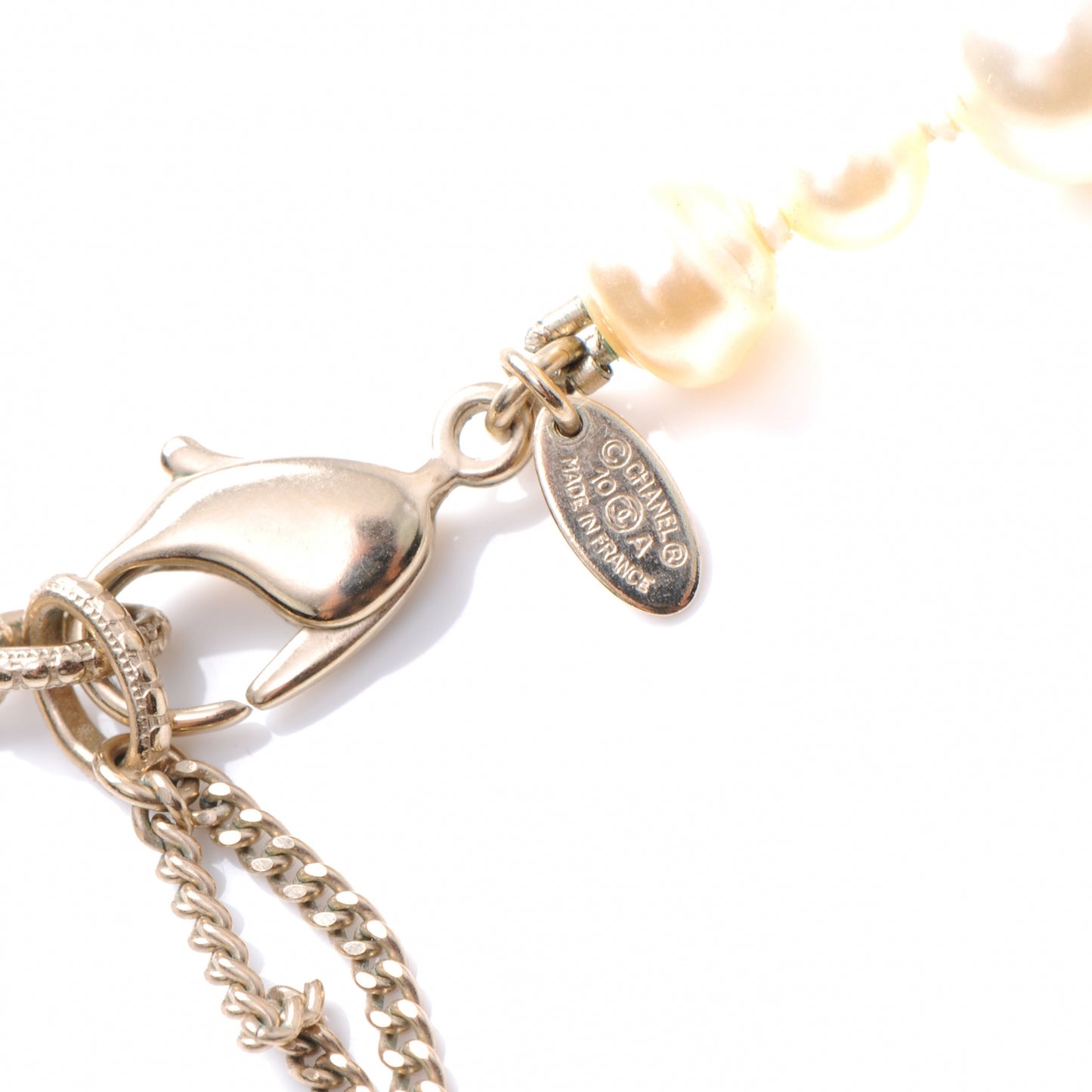 Classic CC Long Irregular Pearl Necklace Gold