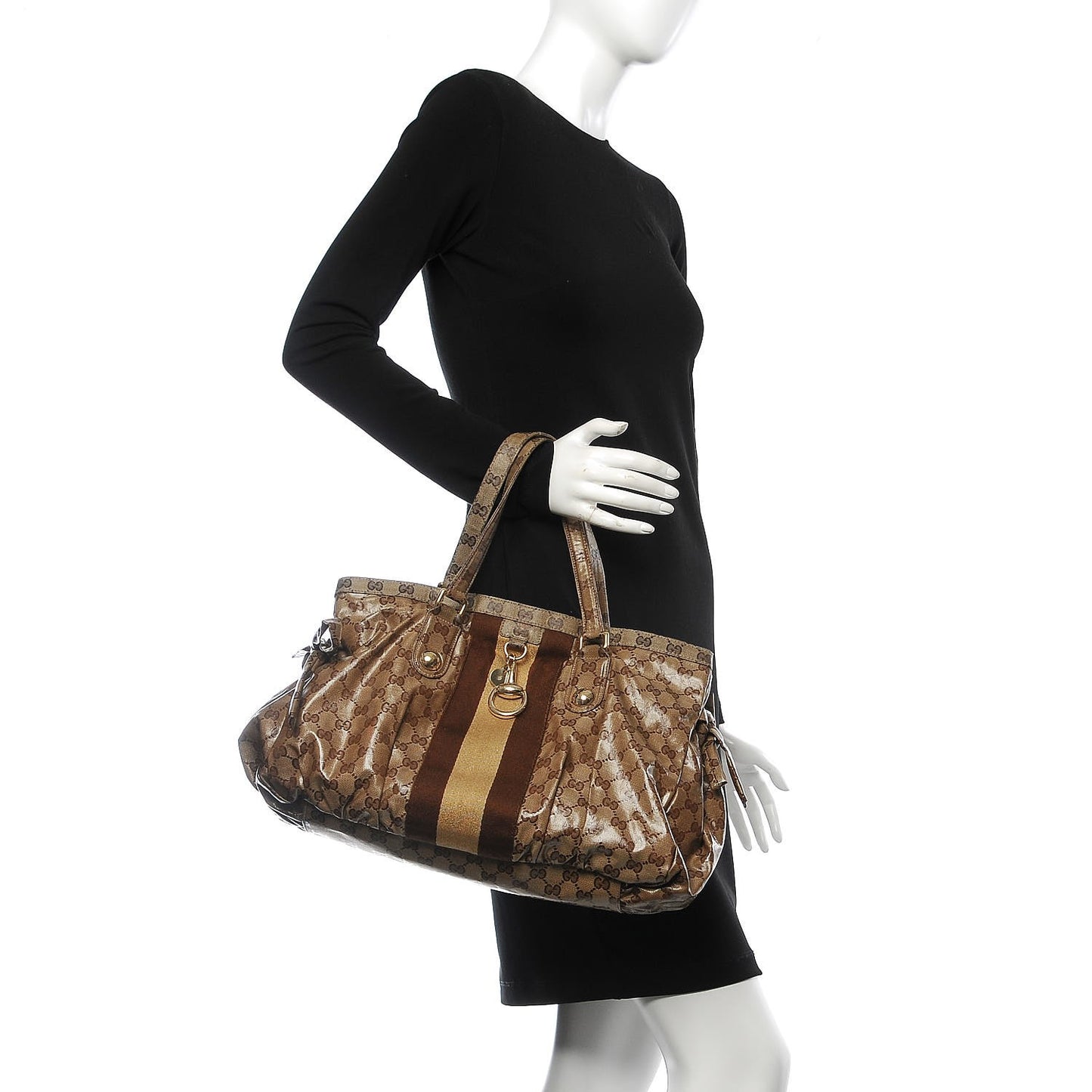 Crystal Monogram Medium Web Tote Brown