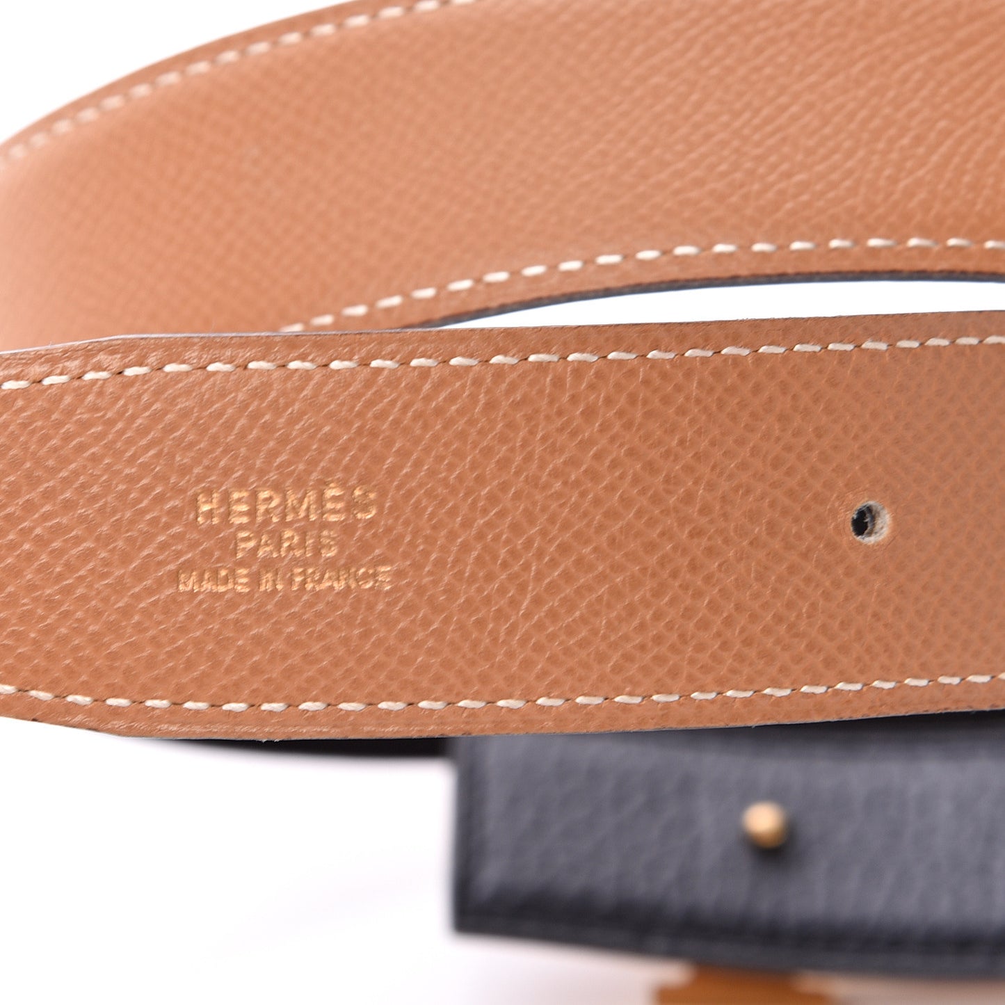 Togo Courchevel 32mm H Belt 80 Black Gold