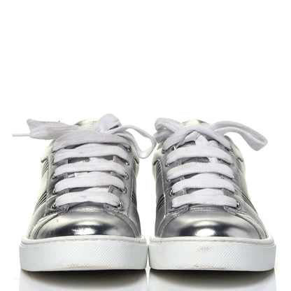 Hermes Metallic Calfskin Womens Avantage Sneakers 36 Gris Argente Black 2 of 9