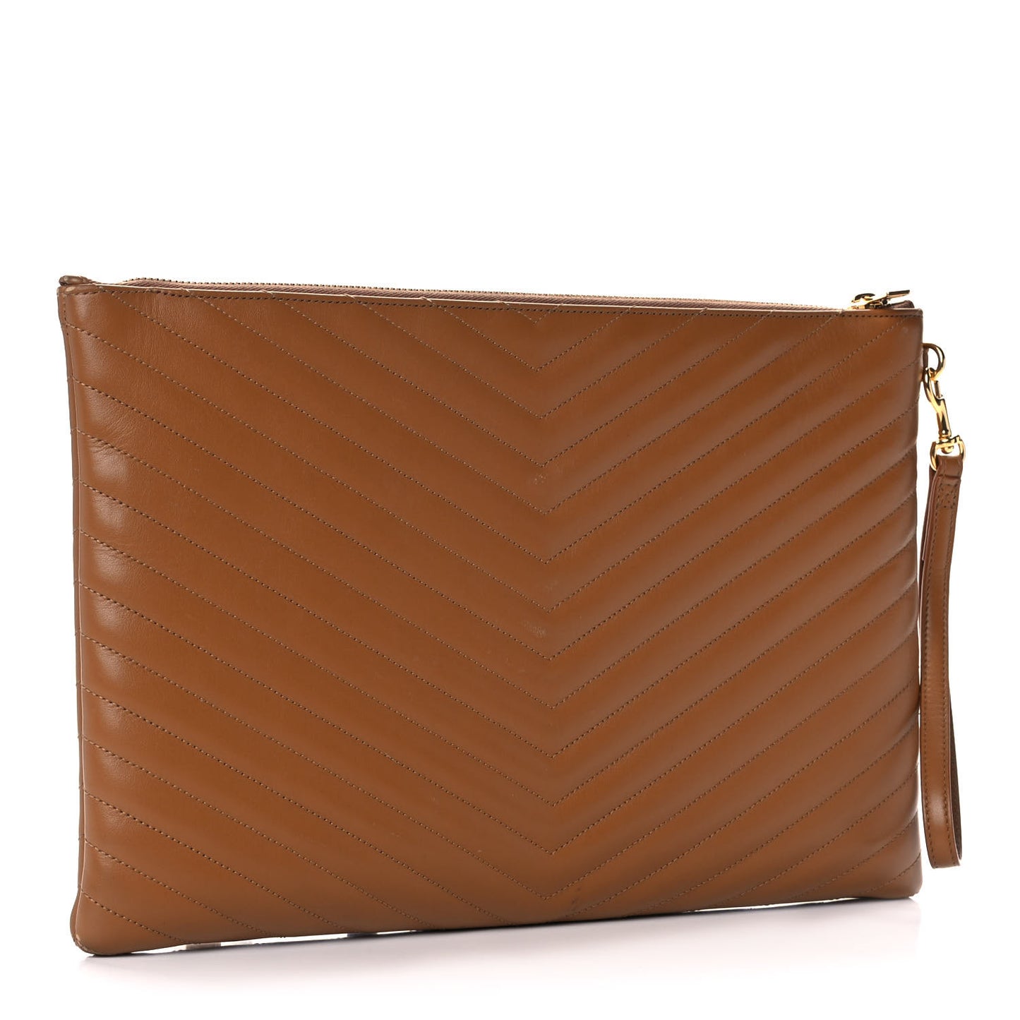 Calfskin Matelasse Chevron Monogram Document Holder Naturel Dark