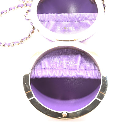 Chanel Tweed Minaudiere Round Chain Clutch Purple 5 of 11