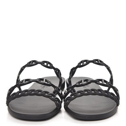 Hermes Rubber Chaine d'Ancre Rivage Sandals 37 Black 2 of 8
