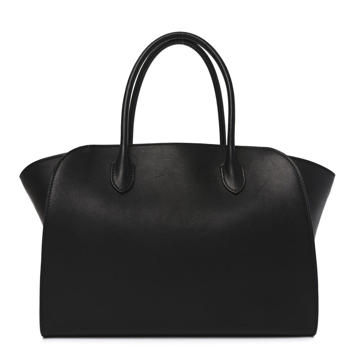 Polished Saddle Calfskin Marlo 12 Tote Bag Black