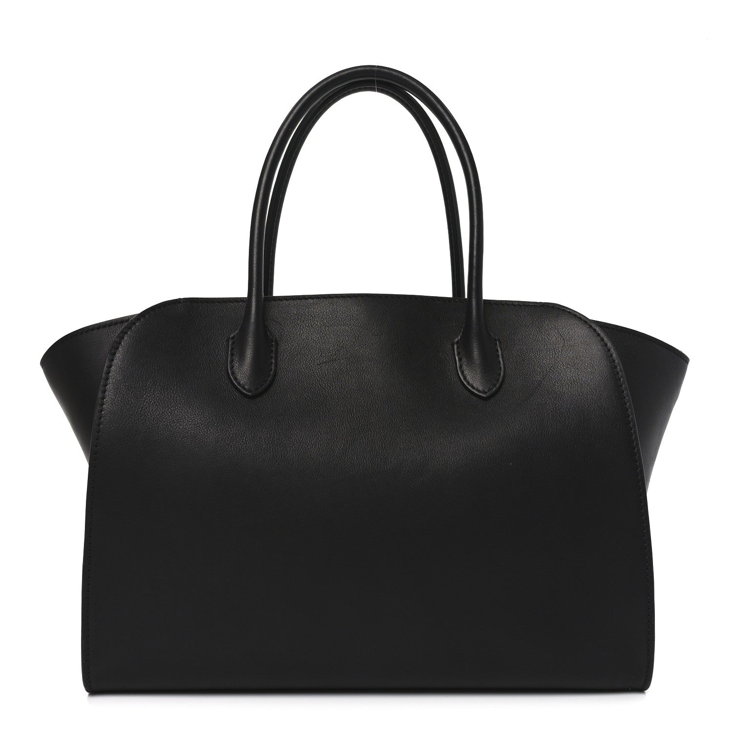 The Row Polished Saddle Calfskin Marlo 12 Tote Bag Black 1 of 9