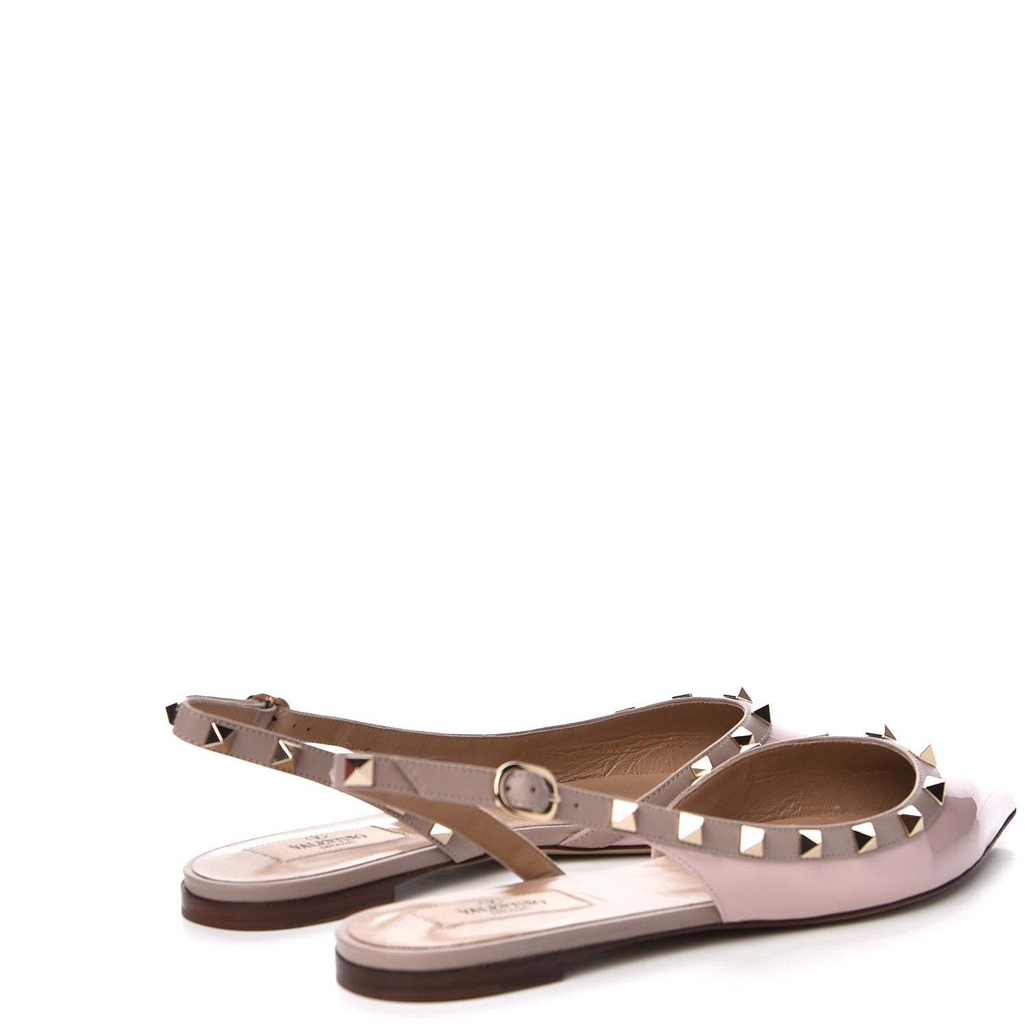 Valentino Garavani Patent Rockstud Slingback Flats 38.5 Water Rose Poudre 4 of 10