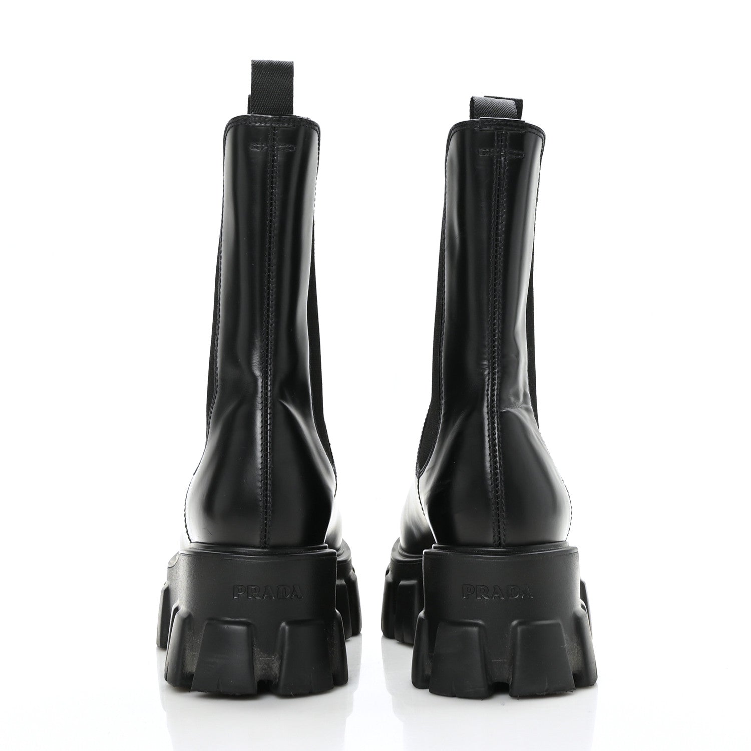 Prada Spazzolato Rois Monolith Chelsea 55mm Tall Boots 35.5 Black 5 of 9