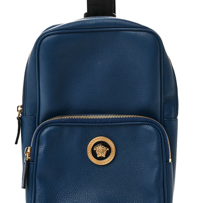 Versace Calfskin Sling Backpack Blue 7 of 9