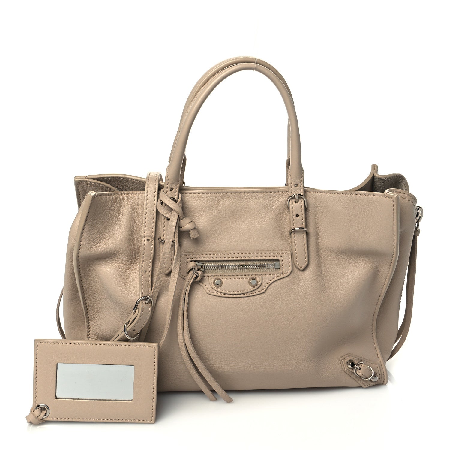 Balenciaga Grained Calfskin Papier Mini A4 Zip Around Tote Light Beige 1 of 11