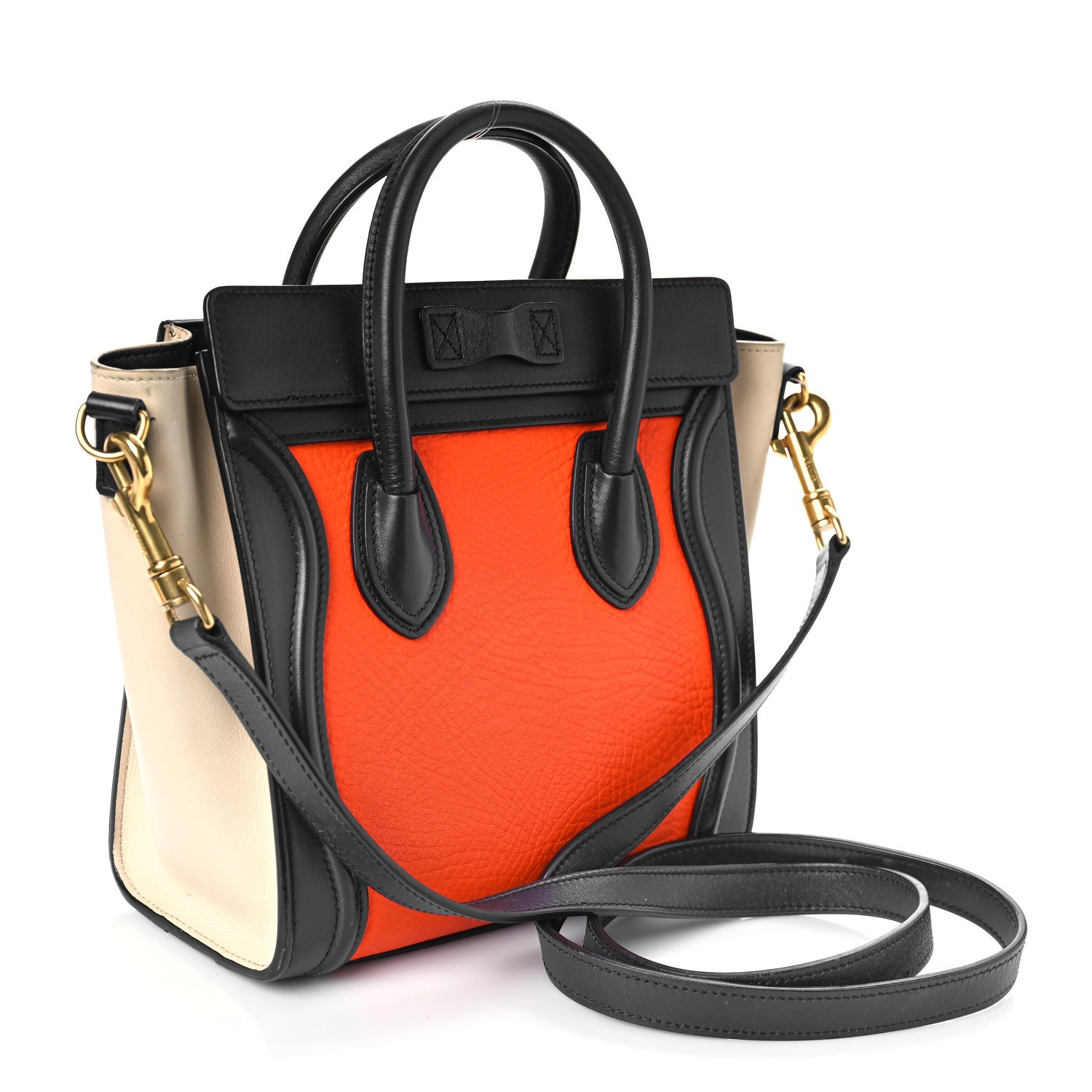 Celine Elephant Calfskin Nano Tri-Color Luggage Bright Orange 2 of 12