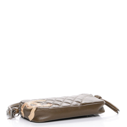 Chanel Calfskin Python Quilted Cambon CC Pochette Khaki 4 of 7