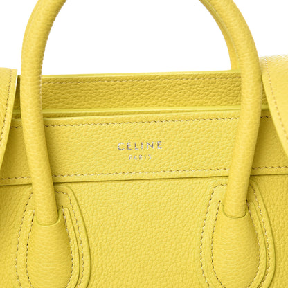 Celine Drummed Calfskin Nano Luggage Mimosa 6 of 13