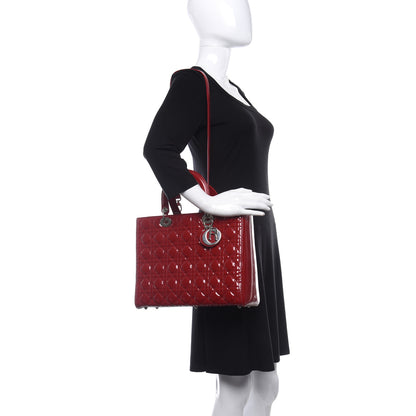Christian Dior Patent Cannage Large Lady Dior Red 2 of 18