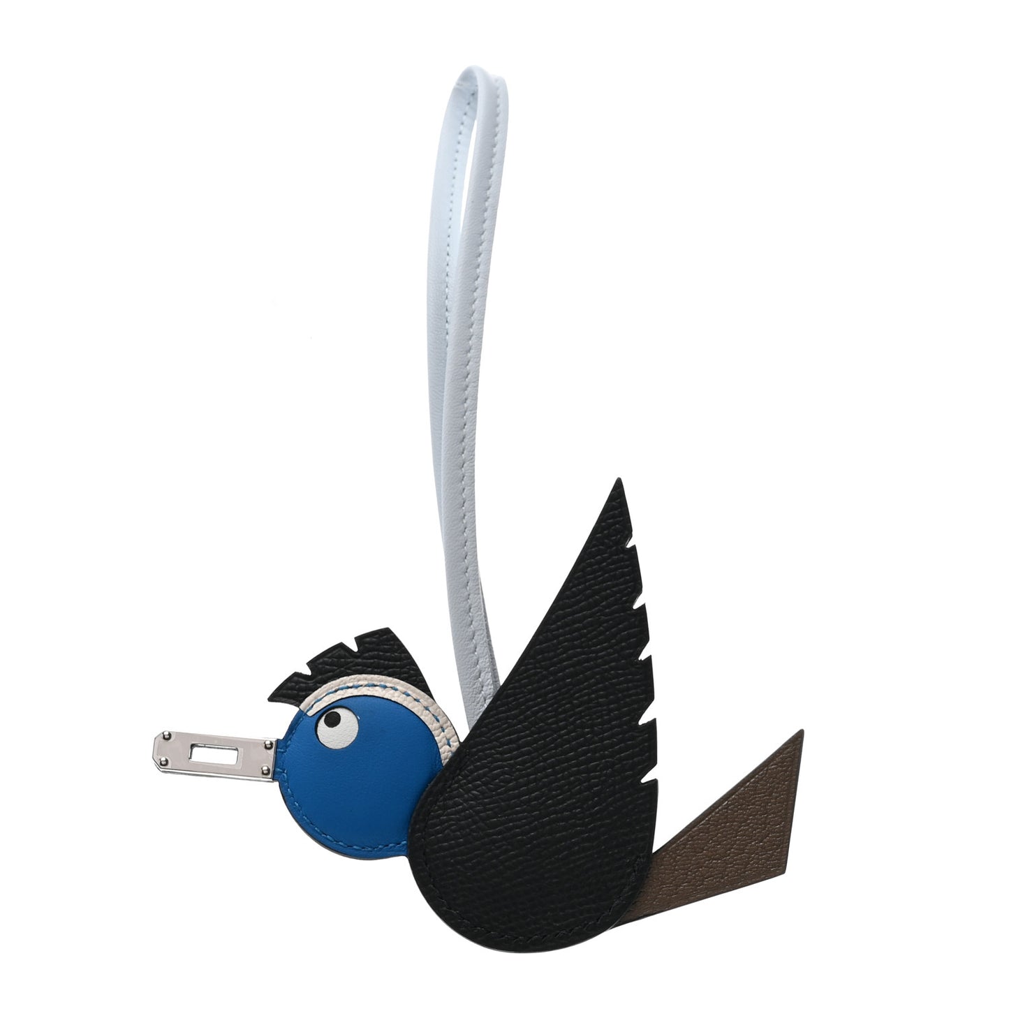 Epsom Swift Chevre Mysore Birdy Bag Charm Black Etoupe Bleu Hydra Bleu Brume
