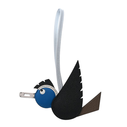 Hermes Epsom Swift Chevre Mysore Birdy Bag Charm Black Etoupe Bleu Hydra Bleu Brume 1 of 5