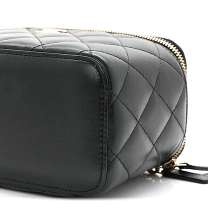 Chanel Lambskin Quilted Small Top Handle Vanity Case With Chain Black 10 of 10