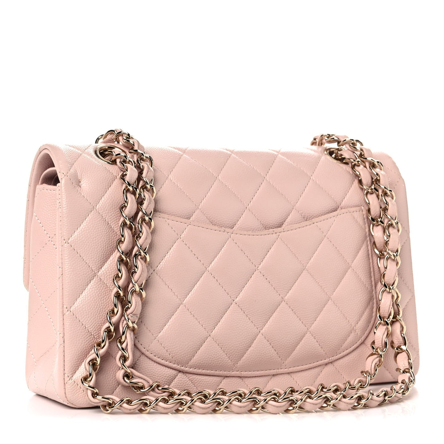 Caviar Quilted Small Double Flap Light Pink