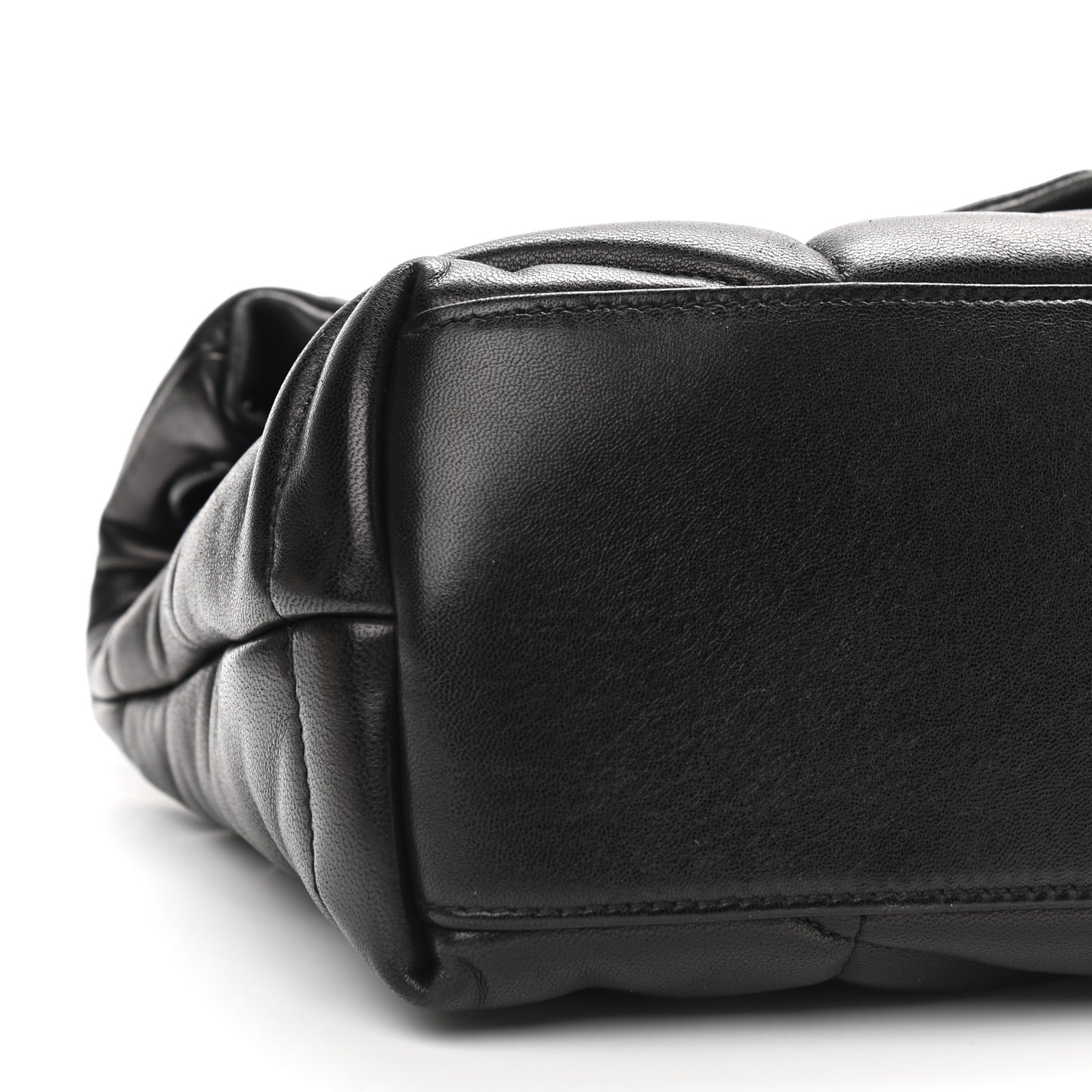 Lambskin Quilted Small Loulou Puffer Monogram Chain Satchel Black