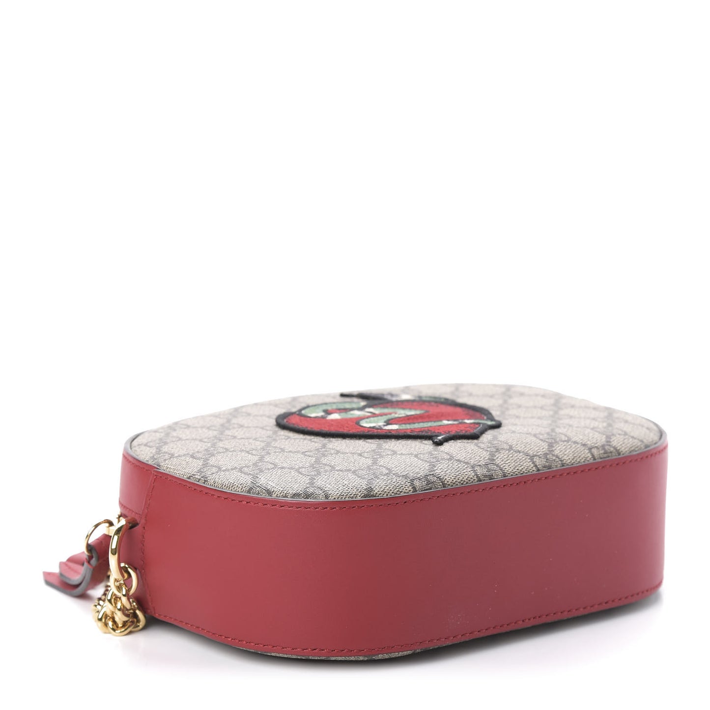 GG Supreme Monogram Kingsnake Heart Embroidered Mini Chain Shoulder Bag Beige Hibiscus Red
