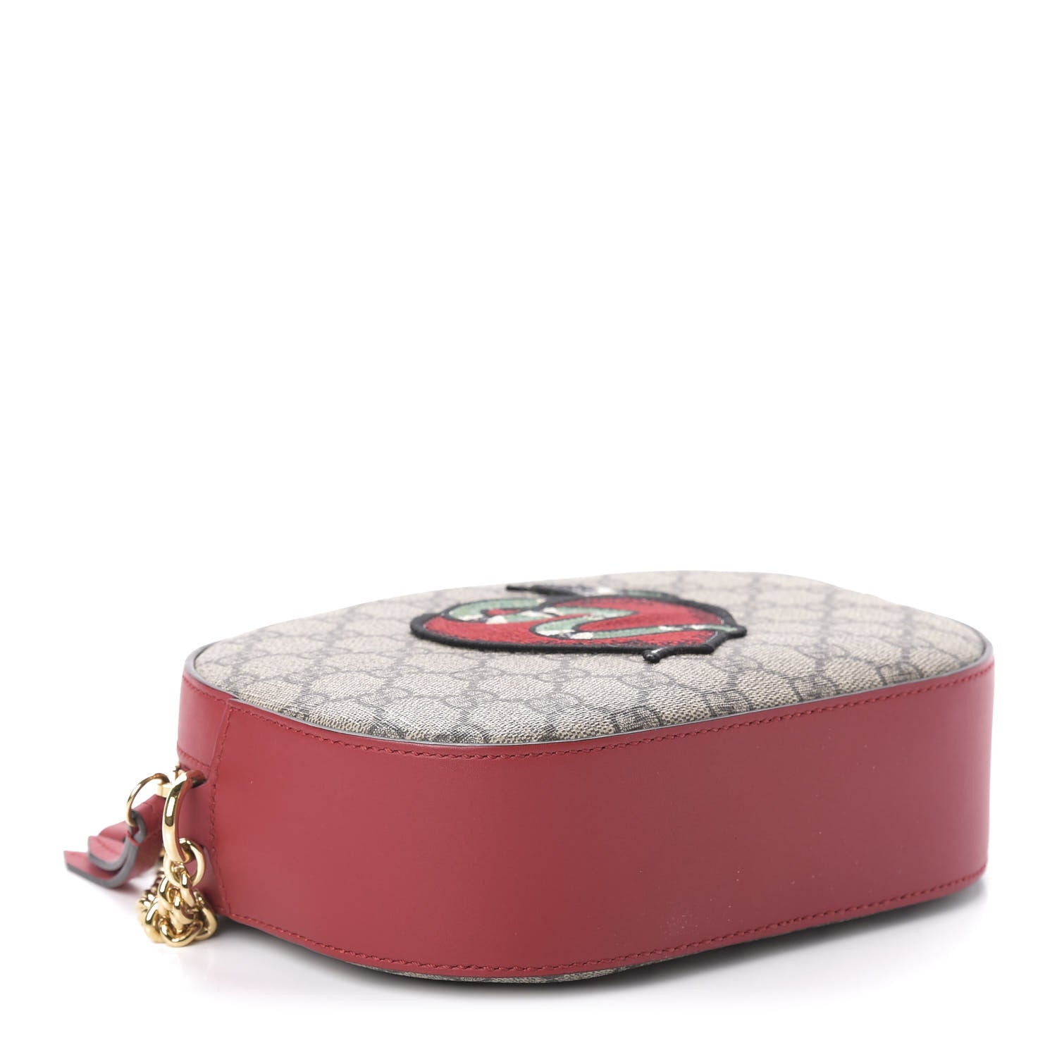 Gucci GG Supreme Monogram Kingsnake Heart Embroidered Mini Chain Shoulder Bag Beige Hibiscus Red 4 of 10
