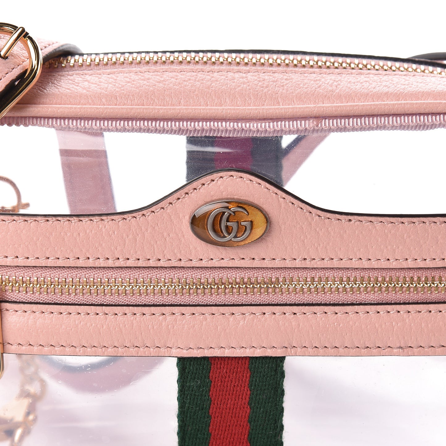 Vinyl Web Mini Ophidia Transparent Shoulder Bag Perfect Pink