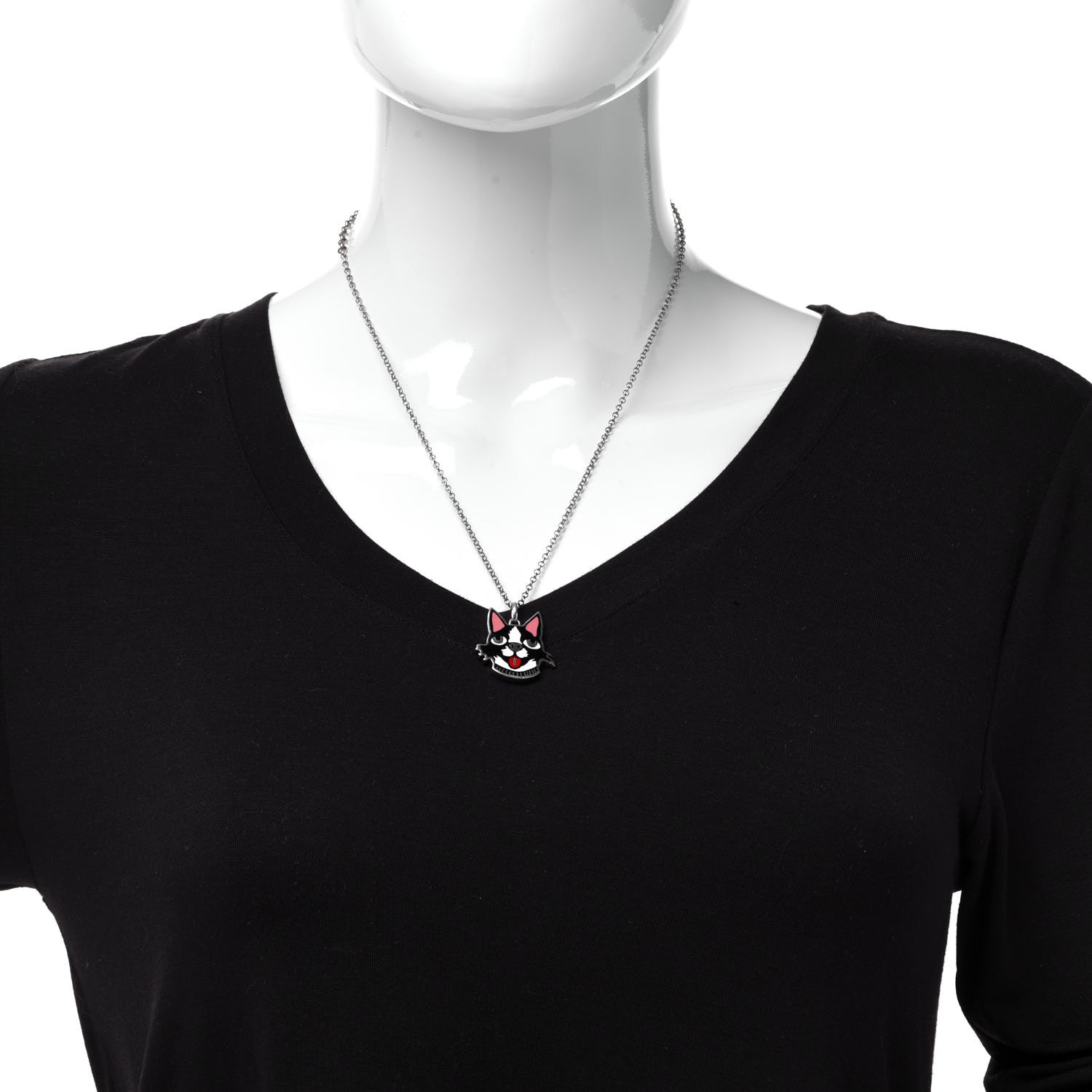 Gucci Sterling Silver Enamel Bosco Pendant Necklace 2 of 7