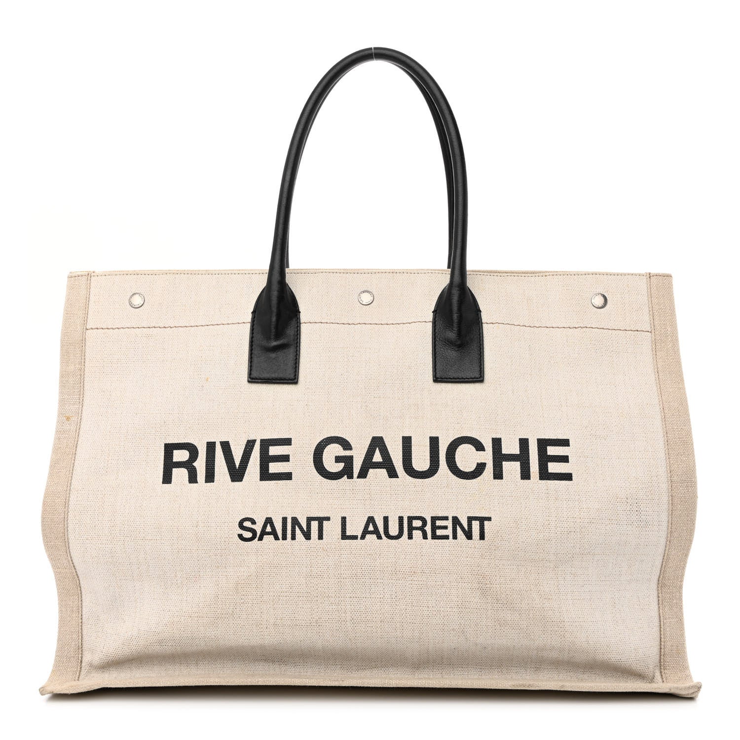 Saint Laurent Linen Calfskin Rive Gauche Tote Optic White 1 of 14